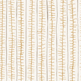 Detail of wallpaper with hand drawn ticking stripe in  yellow and grey on white. 