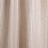 Draped fabric with hand drawn ticking stripe in wine purple and pink on white.