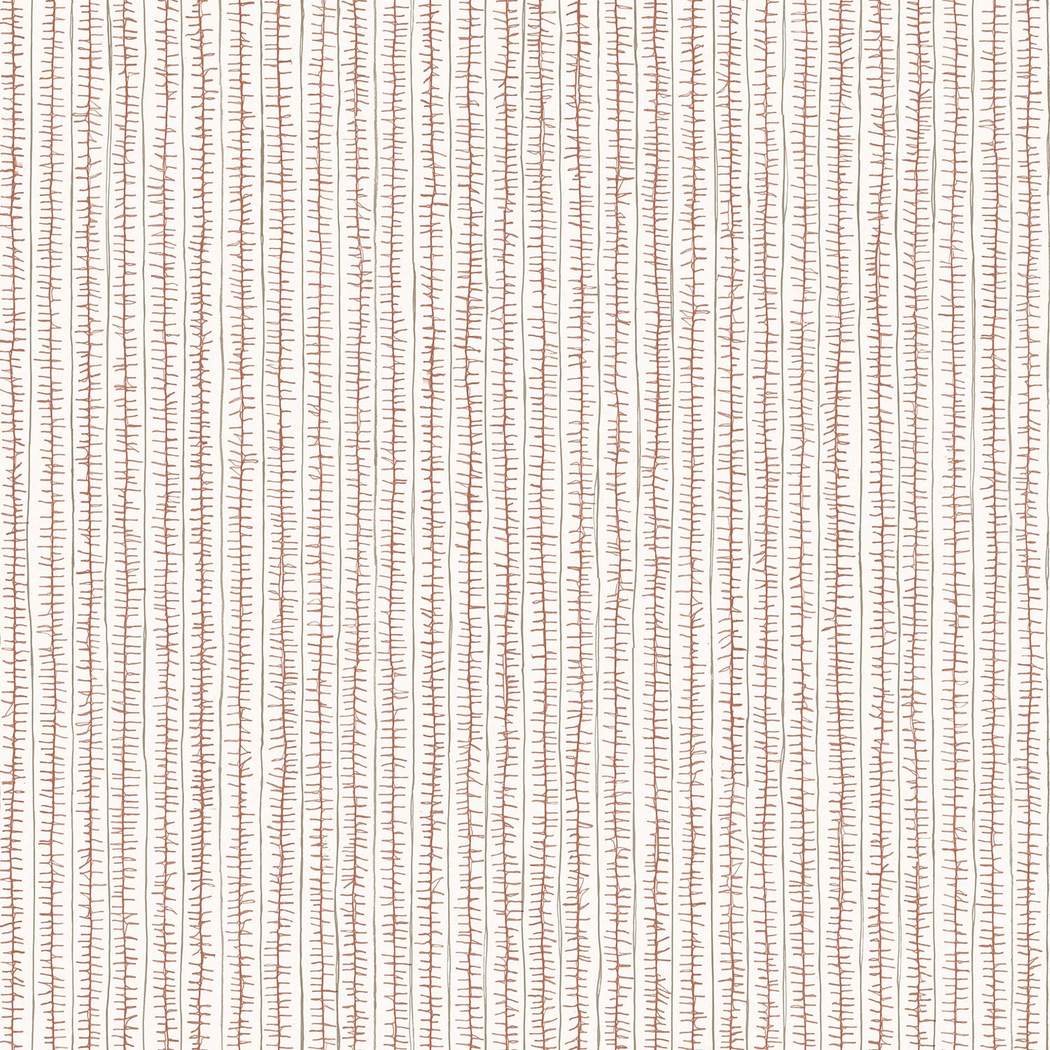 Wallpaper with hand drawn ticking stripe in brown and grey. 