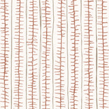 Detail of wallpaper with vertical brown and grey ticking stripes on a white background