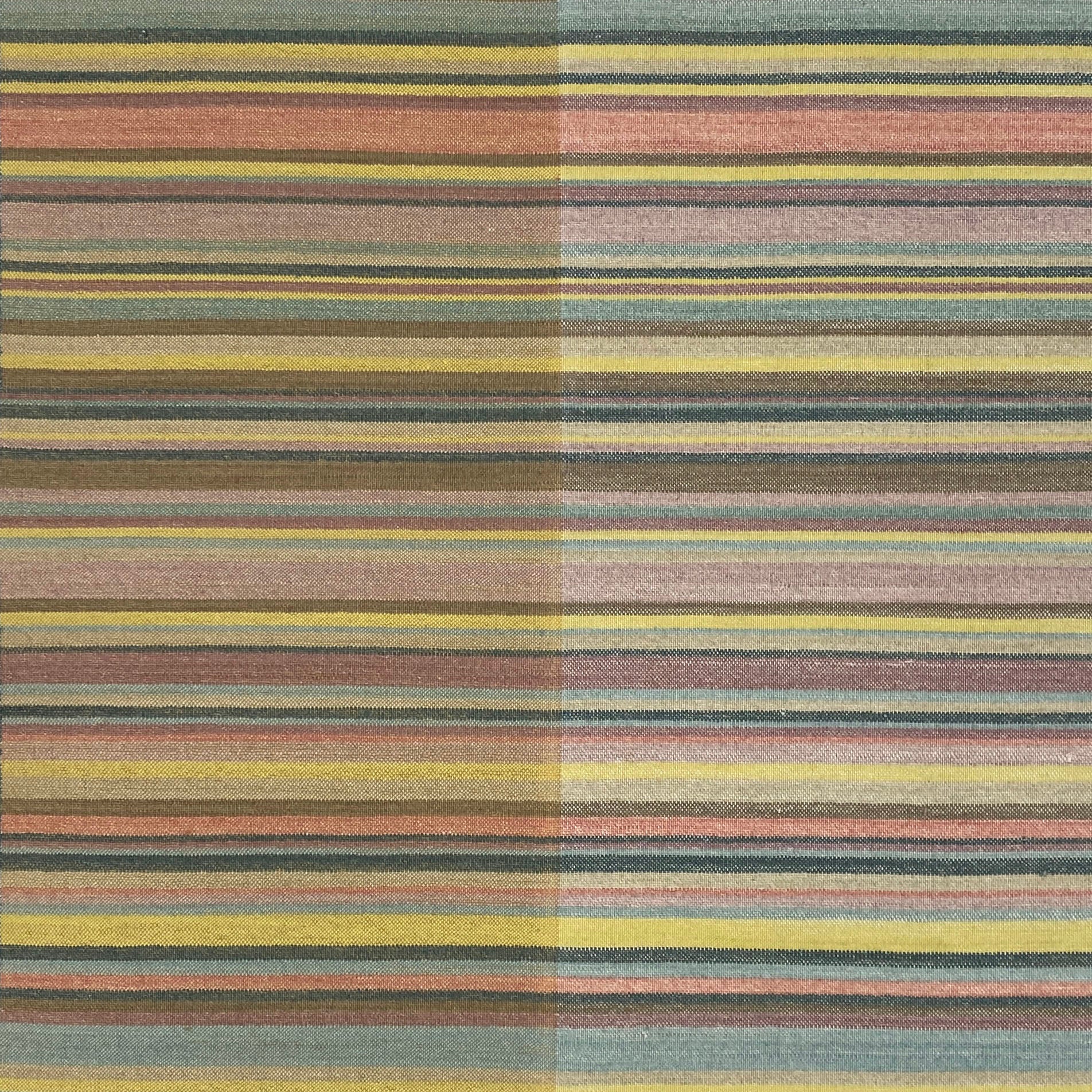Multicolored striped flatweave rug in pastel colors
