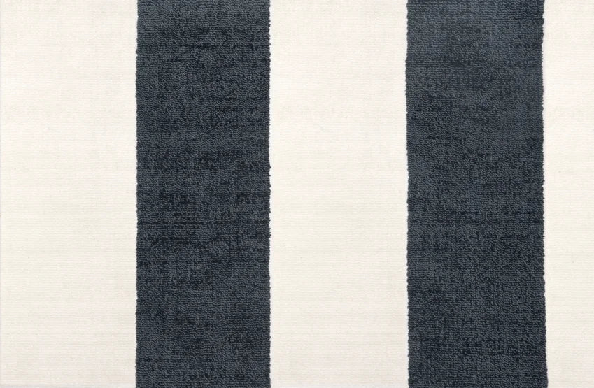 Broadloom carpet swatch in a stripe pattern in a dark blue design