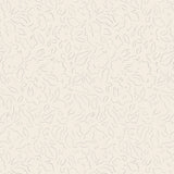 Detail of wallpaper in a minimalist floral print in black on a cream field.