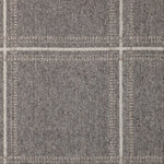 Broadloom carpet with window pane check in white and beige on grey.