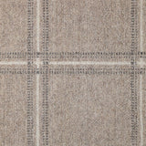 Broadloom carpet with window pane check in white and grey on beige.
