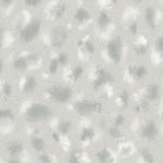 Close up detail of wallpaper in a painterly animal print in shades of cool blue and white. 