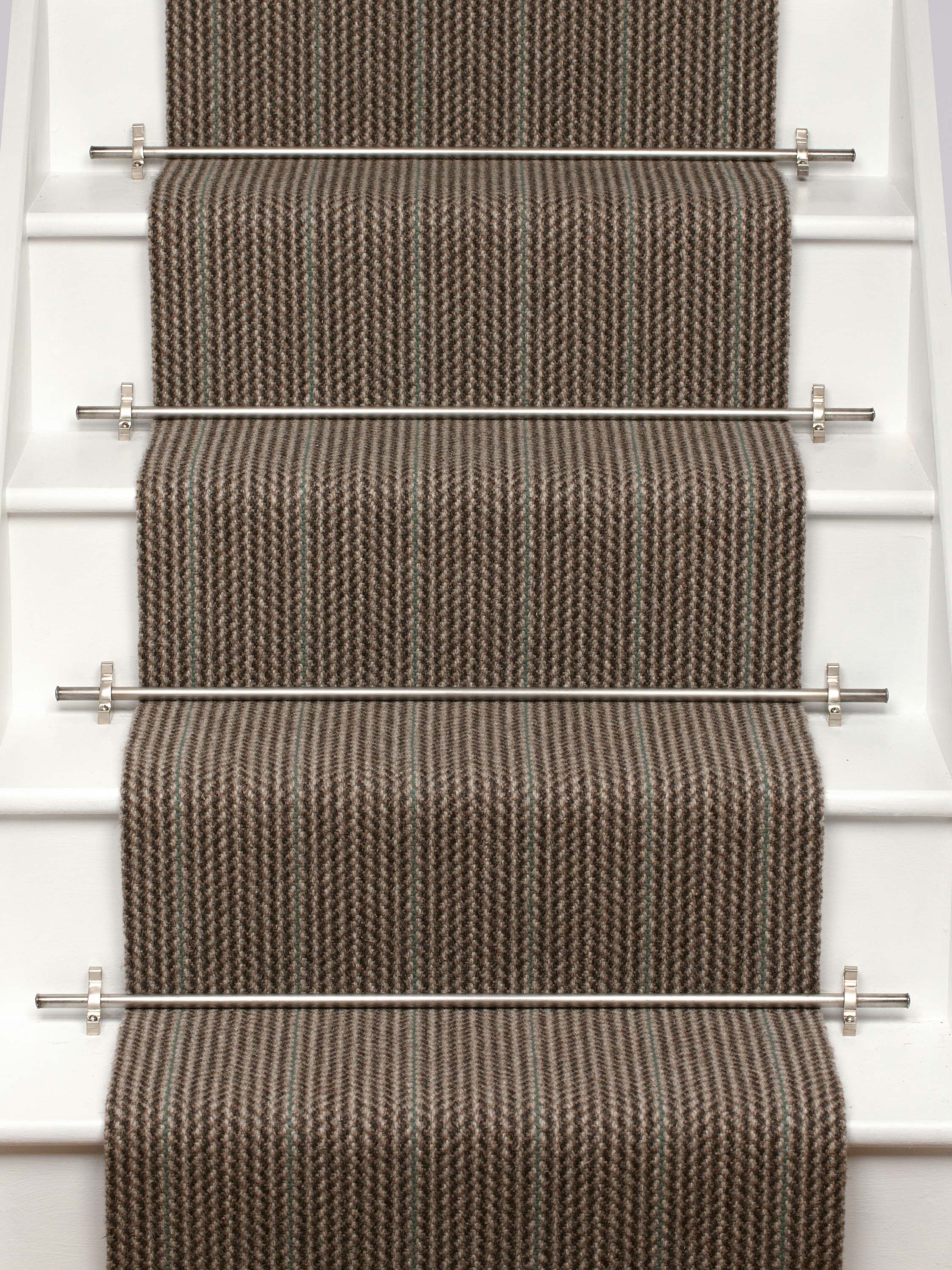 Striped flatweave runner in brown and slate