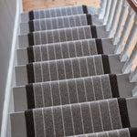 Striped flatweave runner in grey and black
