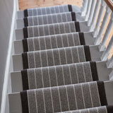 Striped flatweave runner in grey and black