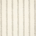 Detail of fabric in a playful ticking stripe print in brown on a cream field.
