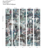 Kotoubia Tesoro Mural Wallpaper panels with dimensions on a white background