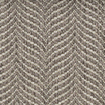 Broadloom carpet with herringbone pattern in charcoal grey. 