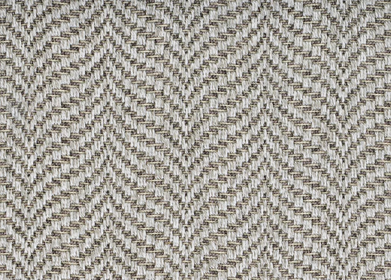 Broadloom carpet with herringbone pattern in grey. 