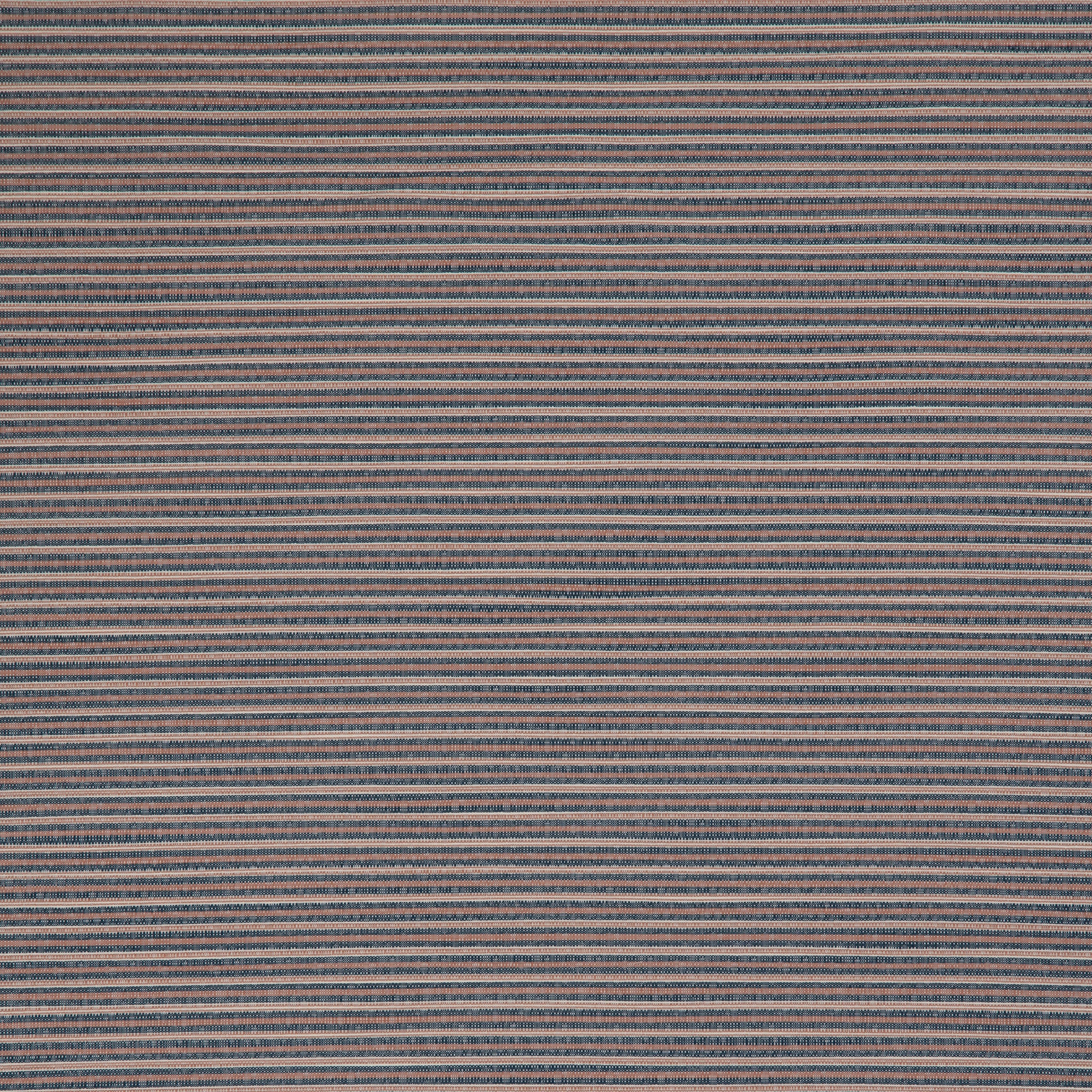 Woven outdoor fabric in a subtle stripe design in blue and red. 