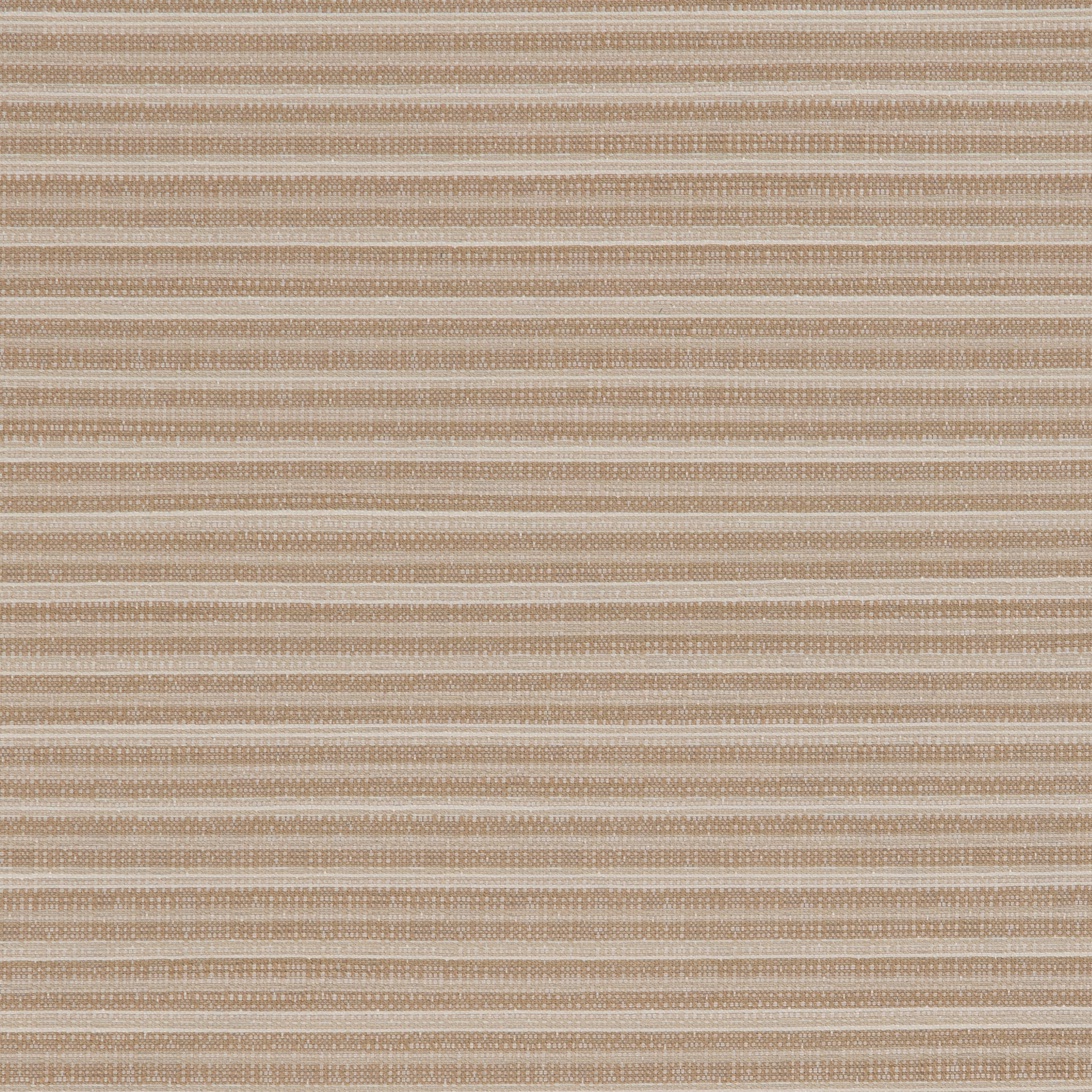 Detail of a woven outdoor fabric in a subtle stripe design in tan.