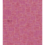 Flatweave rug rendering with linear pattern in shades of pink