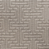 Broadloom carpet in a geometric stripe in cream and taupe. 