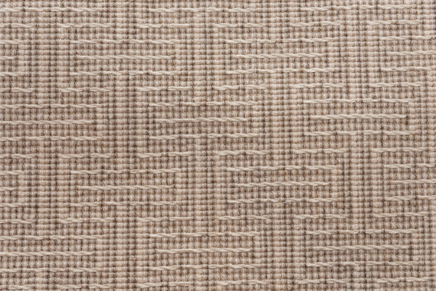 Broadloom carpet in a geometric stripe in cream and heather brown. 