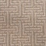 Broadloom carpet in a geometric stripe in cream and heather brown. 