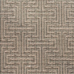 Broadloom carpet in a geometric stripe in cream and shades of sage green. 