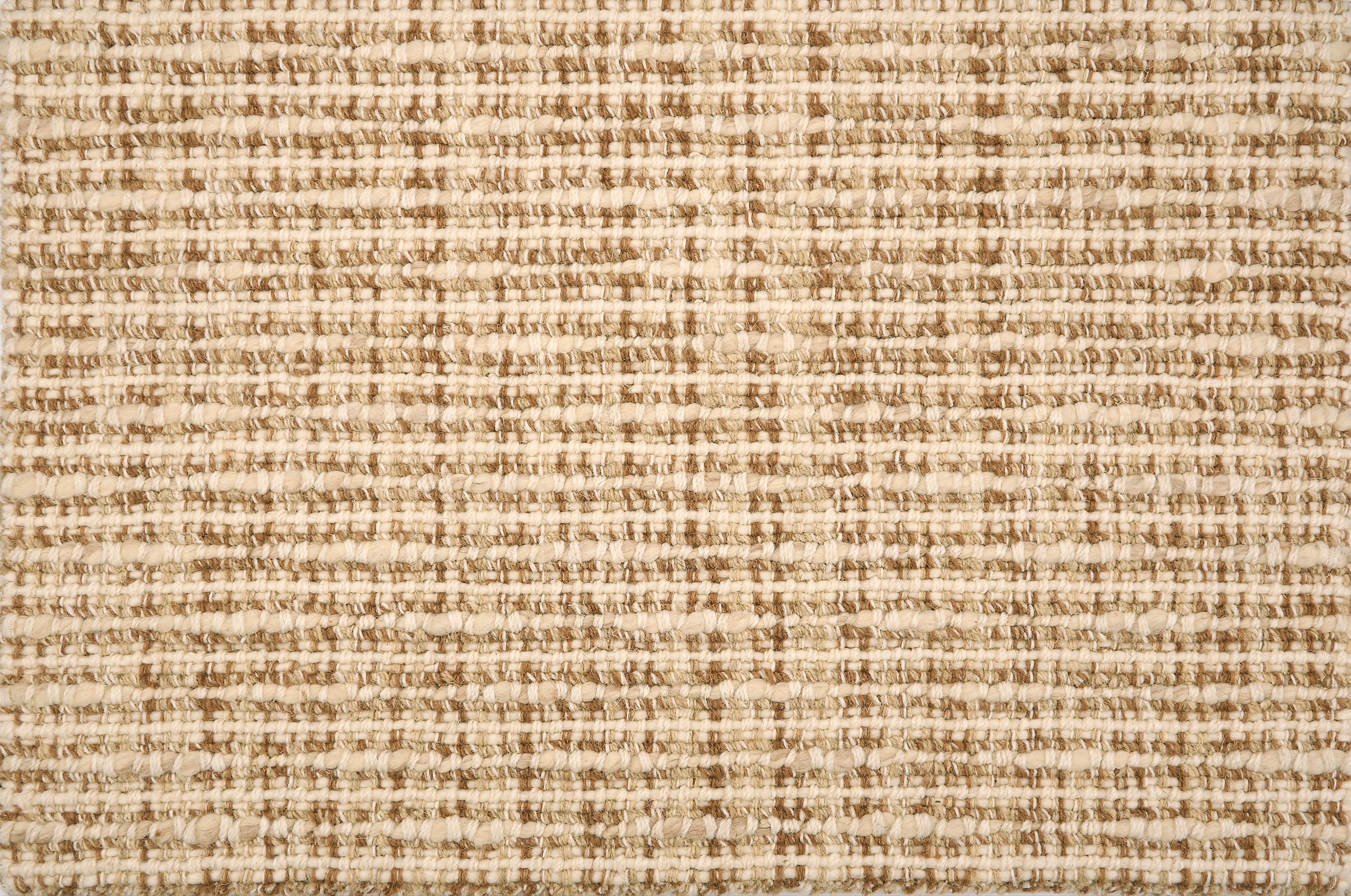 Broadloom carpet with textural weave in cream and camel brown. 