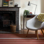 Striped flatweave runner in red and grey 