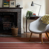 Striped flatweave runner in red and grey 