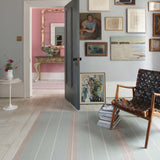 Striped flatweave runner in blue and grey 