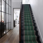 Striped flatweave runner in green and grey 