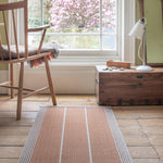 Striped flatweave runner in tan and grey 