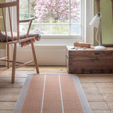 Striped flatweave runner in tan and grey 