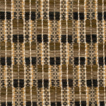 Handowoven rug in textural plaid design in shades of brown, tan and green.