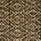 Close-up of a woven rug with diamond pattern in shades of brown.