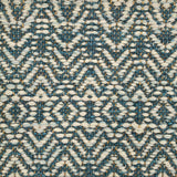 Handwoven rug detail in a contemporary design in turquoise, cream and yellow