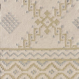 Patterned rug with geometric design on a beige background