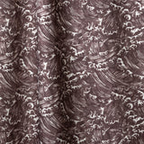 Playful wave print in white on a warm dark grey watercolor field.