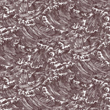 Playful wave print in white on a warm dark grey watercolor field.