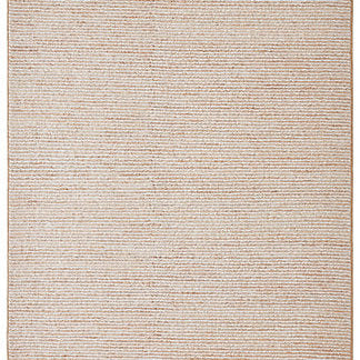 Beige area rug with a subtle pattern on a white background