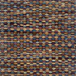 Textured handwoven carpet with a mix of purple, teal and brown.