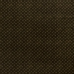 printed linen fabric in a clustered dot pattern in cream on a dark brown field.