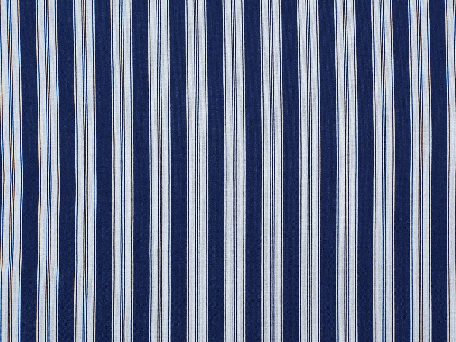 Striped performance fabric in white on blue.