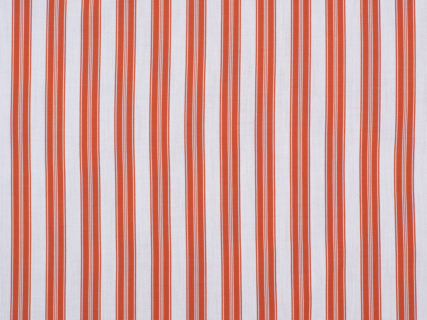 Striped performance fabric in bright orange on white.