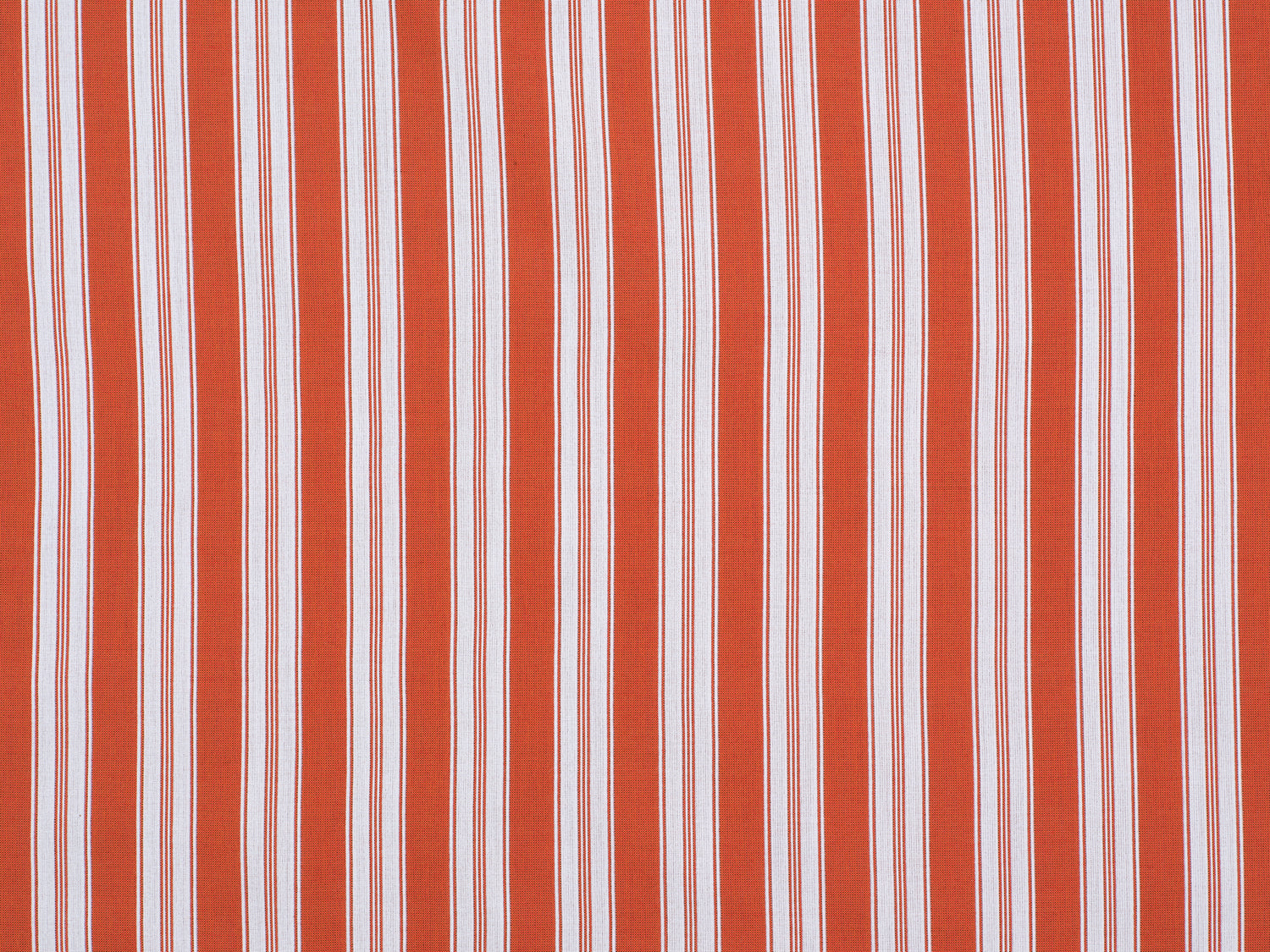 Striped performance fabric in white on bright orange.