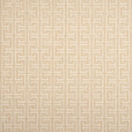 Broadloom carpet with geometric Greek pattern in ivory on warm beige. 