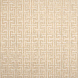 Broadloom carpet with geometric Greek pattern in ivory on warm beige. 