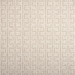 Broadloom carpet with geometric Greek pattern in ivory on ecru.