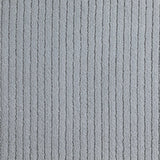 Broadloom carpet in grey, with a textural stripe.Broadloom carpet swatch in a striped pattern in a light blue design