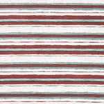 Printed fabric of red and aqua horizontal stripes on a white background