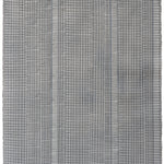 Sheet of hand-painted wallpaper with an irregular grid pattern in charcoal on a gray field.