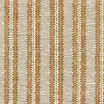 Dense tribal stripe pattern in green and orange on cream.